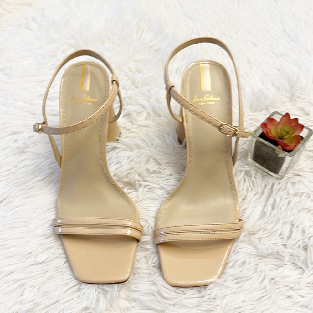 NEW Sam Edelman Kit Nude Patent Leather Slingback Heels women size 9, 9.5 - Picture 3 of 6